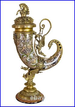 20.5 Inches A BRONZE MOUNTED PORCELAIN CORNUCOPIA HORN