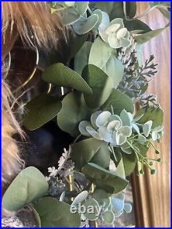 20 Beautiful Highland Baby Cow Wreath Handmade Eucalyptus, Dusty Miller Ribbons
