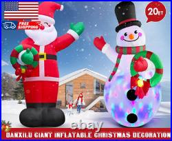 20 FT Tall Christmas Inflatables Snowman Built-In Rotating LED Lights Outdoor