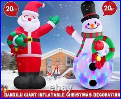 20 FT Tall Christmas Inflatables Snowman Built-in Rotating LED Lights Outdoor
