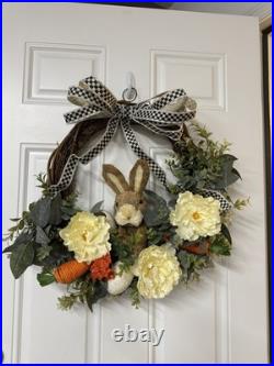 22 Easter Bunny Spring Wreath McKenzie Childs Ribbon Door Decor