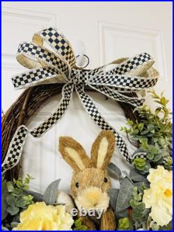22 Easter Bunny Spring Wreath McKenzie Childs Ribbon Door Decor