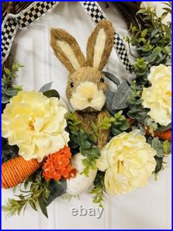 22 Easter Bunny Spring Wreath McKenzie Childs Ribbon Door Decor