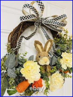 22 Easter Bunny Spring Wreath McKenzie Childs Ribbon Door Decor
