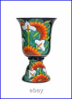 22 Tall Sunflower Lily Planter Handmade Talavera Ceramic Mexican Pottery