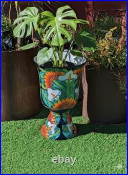22 Tall Sunflower Lily Planter Handmade Talavera Ceramic Mexican Pottery