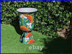 22 Tall Sunflower Lily Planter Handmade Talavera Ceramic Mexican Pottery