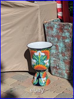 22 Tall Sunflower Lily Planter Handmade Talavera Ceramic Mexican Pottery