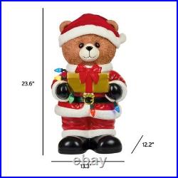 23.6 2-in-1 Holiday Bear Greeter, Halloween Ghost & Santa LED Light Figurine