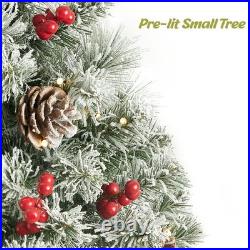 24 Inch Outdoor Christmas Tree Frosted Urn Filler 2 Set, Pre-lit Artificial X