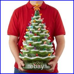 24 Pre-Lit Ceramic Christmas Tree Hand-Painted Tabletop with Lights, Green Snow 24 Pre-Lit Ceramic Christmas Tree Hand-Painted Tabletop with Lights, Green Snow