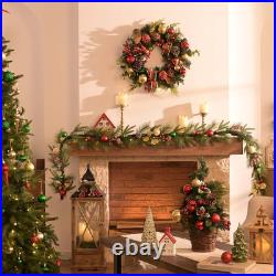 24 Pre-Lit Christmas Wreath for Front Door with Lights