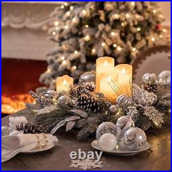 24 Pre-Lit Christmas Wreath with Silver Xmas Balls with Lights for Front Door 24 Pre-Lit Christmas Wreath with Silver Xmas Balls with Lights for Front Door