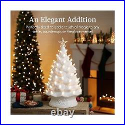 24in Extra Large Ceramic Christmas Tree, Pre-Lit Hand-Pa