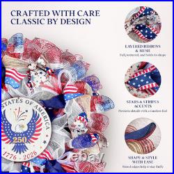 250Th Anniversary Patriotic Wreaths for Front Door, 24 Inch Large 4Th of July Wr