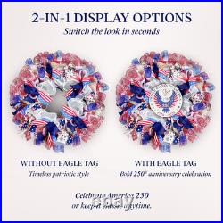 250Th Anniversary Patriotic Wreaths for Front Door, 24 Inch Large 4Th of July Wr