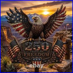 250 Years Of Freedom Eagle Metal Sign Patriotic Yard Decor American Flag Wall