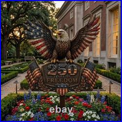 250 Years Of Freedom Eagle Metal Sign Patriotic Yard Decor American Flag Wall
