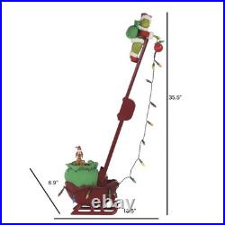 25 LED Animated Musical Grinch Utility Sleigh Christmas Tree Ornament Decor