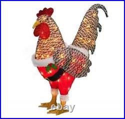 25 Rooster Christmas Decor Gamecock Santa Suit 50 Lights Up Yard Art Tinsel