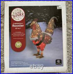 25 Rooster Christmas Decor Gamecock Santa Suit 50 Lights Up Yard Art Tinsel