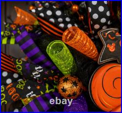 26 Halloween Pumpkin Mouse Wreath Front Door Deco Mesh Welcome Handmade