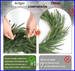 26 Inch Pine Wreath Christmas Wreaths for Front Door Real Touch Pine Wrea