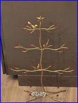 26 Tabletop Christmas Ornament Display Stand Tree With Birds & Beads Gold Tone 26 Tabletop Christmas Ornament Display Stand Tree With Birds & Beads Gold Tone
