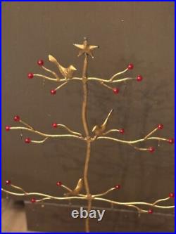 26 Tabletop Christmas Ornament Display Stand Tree With Birds & Beads Gold Tone 26 Tabletop Christmas Ornament Display Stand Tree With Birds & Beads Gold Tone
