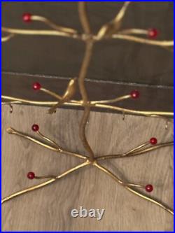 26 Tabletop Christmas Ornament Display Stand Tree With Birds & Beads Gold Tone 26 Tabletop Christmas Ornament Display Stand Tree With Birds & Beads Gold Tone