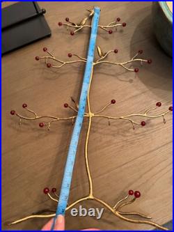 26 Tabletop Christmas Ornament Display Stand Tree With Birds & Beads Gold Tone 26 Tabletop Christmas Ornament Display Stand Tree With Birds & Beads Gold Tone