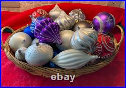 26 Vintage Giant Christmas 4-6 Shatterproof Ornaments Mixed Shapes & Colors