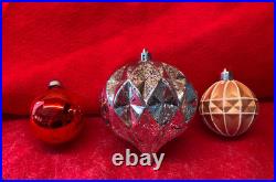 26 Vintage Giant Christmas 4-6 Shatterproof Ornaments Mixed Shapes & Colors
