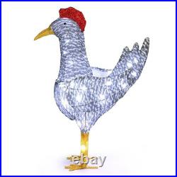 2FT Lighted Christmas Rooster Outdoor Decoration, Weather Proof Plush Rooster US
