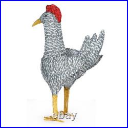 2FT Lighted Christmas Rooster Outdoor Decoration, Weather Proof Plush Rooster US