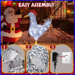 2FT Lighted Christmas Rooster Outdoor Decoration, Weather Proof Plush Rooster US
