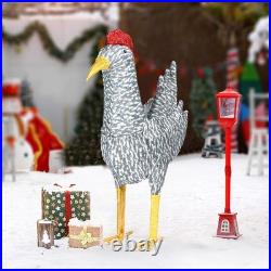 2FT Lighted Christmas Rooster Outdoor Decoration, Weather Proof Plush Rooster US