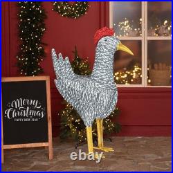 2FT Lighted Christmas Rooster Outdoor Decoration, Weather Proof Plush Rooster US