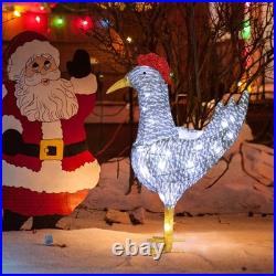 2FT Lighted Christmas Rooster Outdoor Decoration, Weather Proof Plush Rooster US