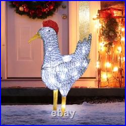 2FT Lighted Christmas Rooster Outdoor Decoration, Weather Proof Plush Rooster US