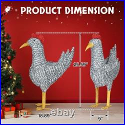 2FT Lighted Christmas Rooster Outdoor Decoration, Weather Proof Plush Rooster US