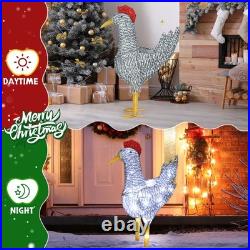 2FT Lighted Christmas Rooster Outdoor Decoration, Weather Proof Plush Rooster US
