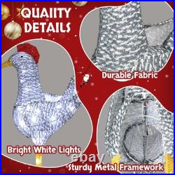 2FT Lighted Christmas Rooster Outdoor Decoration, Weather Proof Plush Rooster US