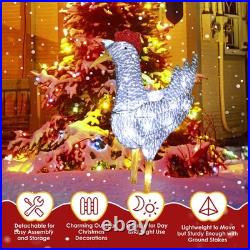 2FT Lighted Christmas Rooster Outdoor Decoration, Weather Proof Plush Rooster US