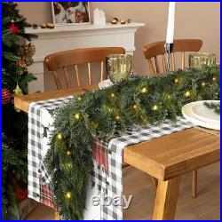 2PCS 9FT Pre-lit Christmas Cedar Garland with 100 Lights, Full 240 Pine Branches