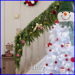 2PCS 9FT Pre-lit Christmas Cedar Garland with 100 Lights, Full 240 Pine Branches