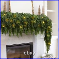 2PCS 9FT Pre-lit Christmas Cedar Garland with 100 Lights, Full 240 Pine Branches