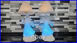 (2) 11 Angel Lighted Snow Globe Lamp Shade Color Changing