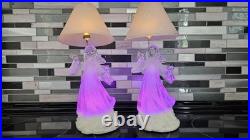 (2) 11 Angel Lighted Snow Globe Lamp Shade Color Changing