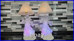 (2) 11 Angel Lighted Snow Globe Lamp Shade Color Changing